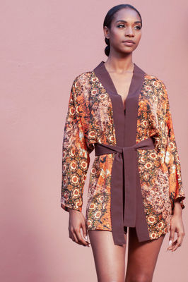 Kimono o Chaqueta japonesa en estampado Marrón - Foto 3