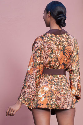 Kimono o Chaqueta japonesa en estampado Marrón - Foto 4