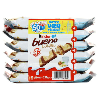 Kinder Barres Chocolatées Chocolat Blanc Kinder Bueno : Les 12 Pièces - 234 G