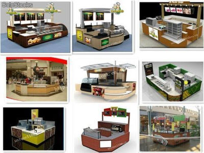 Kiosco de cafeteria o comida rapida en la calle o centro comercial