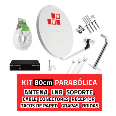 Kit Antena Parabólica 80cm + LNB + Soporte + Cable + Receptor - Foto 3
