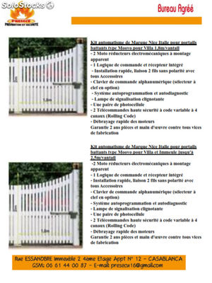 Kit automatisme de Marque Nice Italie pour portails battants type Moovo pour Vil - Photo 2