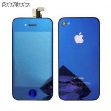 Kit Complet Iphone 4 et 4s(Ecran + Facade + Bouton) bleu miroir