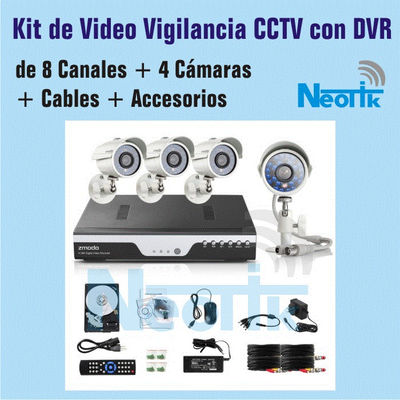 Kit completo de vigilancia dvr zmodo 8 canales + 4 u 8 cámaras