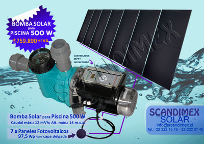 Kit de Bombeo Solar para piscina 500 w + Paneles