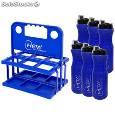 Kit de Botellero Plegable con 6 Botellas Azul