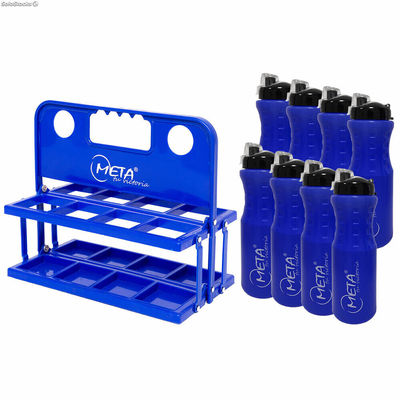 Kit de Botellero Plegable con 8 Botellas Azul