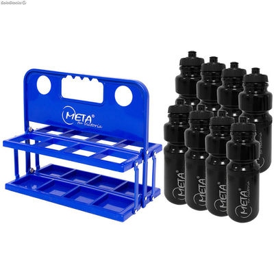 Kit de Botellero Plegable con 8 Botellas Negro