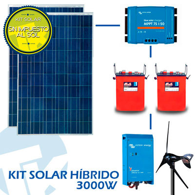 Kit Híbrido Solar Eólico 3000Wh/dia