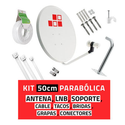 Kit Parabólica 50cm + LNB + Soporte + Cable + Conectores diesl.om - Foto 2