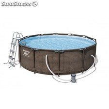 Kit piscine ronde steel pro frame - 366 x 100 cm - marron