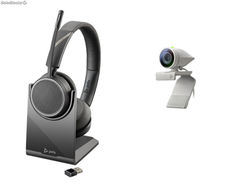 Kit poly videoconferencia con auricular audio + webcam poly profesional