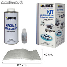 Kit Reparación Resina Poliester 750 Ml Con Endurecedor y Fibra De Vidrio