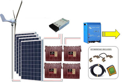 Kit Solar eolico 5000w + Estructura Suelo + Cargador
