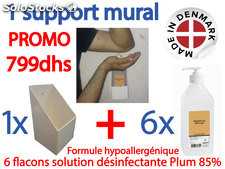 Kit support mural + 6 bouteilles de lotion désinfectante PLUM 85%