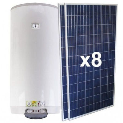 Kit termo eléctrico híbrido acs solar 2kw 200 litros mural