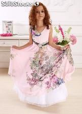 Kleid mit farbigen Stoffdruck Blummen (rosa)