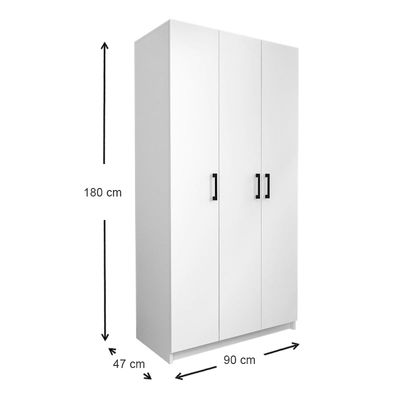 Kleiderschrank EMMY 3 Türen Weiß 90x47x180cm - Foto 5