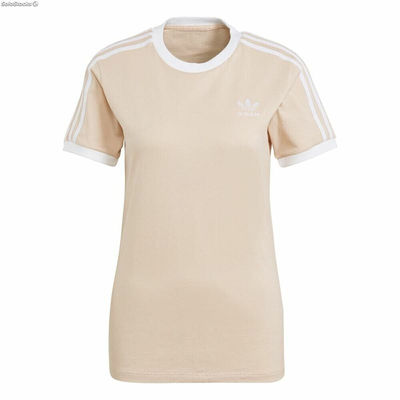Koszulka z krótkim rękawem Damska Adidas Classics 3 Stripes Beżowy