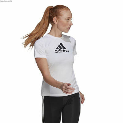 Koszulka z krótkim rękawem Damska Adidas Primeblue D2M Logo Sport Biały