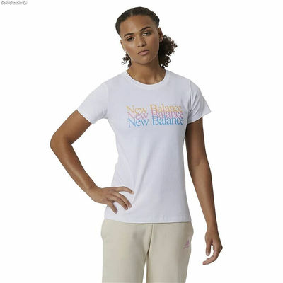Koszulka z krótkim rękawem Damska New Balance Essentials Celebrate Biały