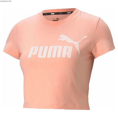 Koszulka z krótkim rękawem Damska Puma Essentials Slim Logo Różowy Łosoś