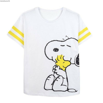 Koszulka z krótkim rękawem Damska Snoopy Biały