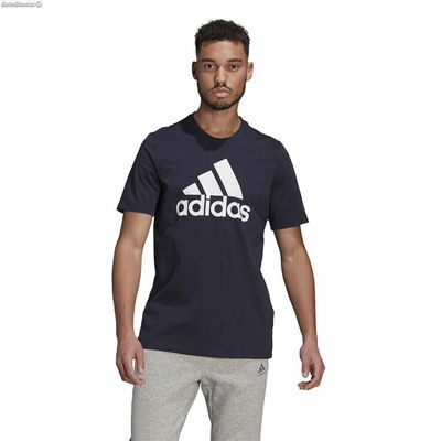 Koszulka z krótkim rękawem Męska Essentials Big Logo Adidas Legend Ink Niebie