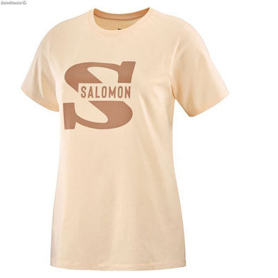 Koszulka z krótkim rękawem Męska Salomon Big Logo Nude Beżowy Brązowy