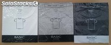 Koszulki basicowe bez nadruków w trzech kolorach, osobno pakowane w folijki