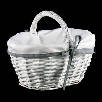 Koszyk wiklinowy biały z materiałem HX19052S - Zdjęcie 2