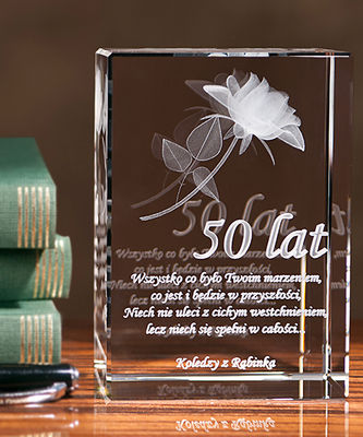 Kryształ z wygrawerowaną różą 3D dla ukochanej osoby