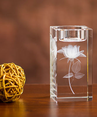 Kryształowy Świecznik z Różą 3D na Prezent dla Dziewczyny - Zdjęcie 2