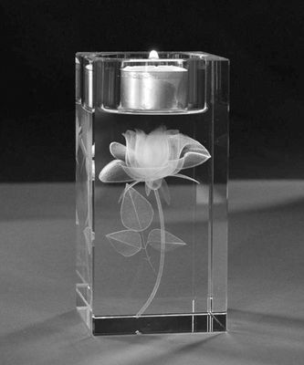 Kryształowy Świecznik z Różą 3D na Prezent dla Dziewczyny - Zdjęcie 4