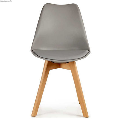 Krzesło do Jadalni Szary Jasnobrązowy Drewno Plastikowy (48 x 43 x 82 cm) - Zdjęcie 2