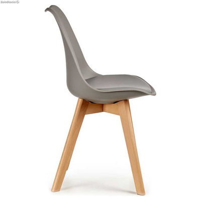 Krzesło do Jadalni Szary Jasnobrązowy Drewno Plastikowy (48 x 43 x 82 cm) - Zdjęcie 3