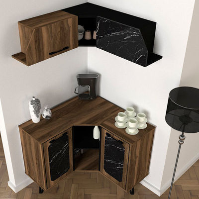 Küchenmöbel-Eck-Set HELGA Nussbaum-Schwarz Marmor-Effekt 92,5x35x83,6cm - Foto 4