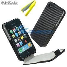 La fibra de carbono funda de cuero para el iPhone 4g