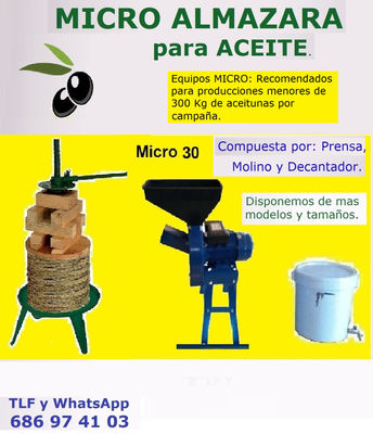 Aceite de oliva casero con maquinaria de creación propia (LA