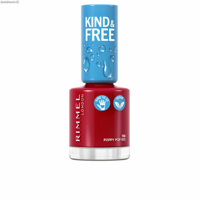 lakier do paznokci Rimmel London Kind &amp; Free 156-poppy pop red (8 ml)