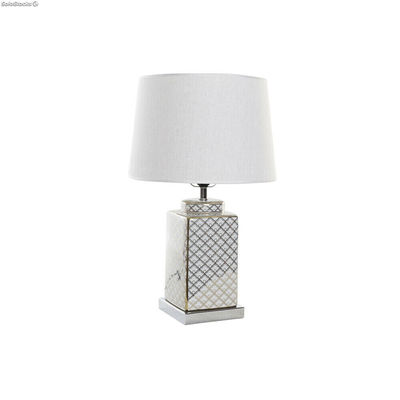 Lampa stołowa DKD Home Decor Mozaika Porcelana Złoty Poliester Biały 220 V 60 W