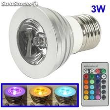 Lampada de led rgb 3W colorida 16 cores com controle e-27