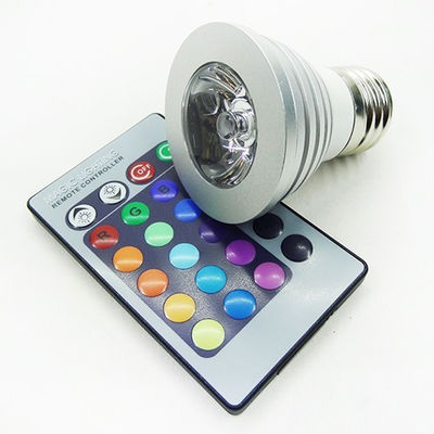 Lampada de led rgb 3W colorida 16 cores com controle e-27 - Foto 2