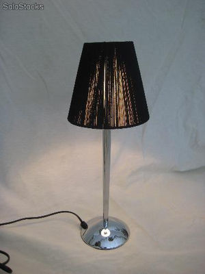 lâmpada mesa chrome fio preto