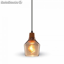 Lampadario con portalampada ambra vetro e legno v-tac vt-7130 - 3818