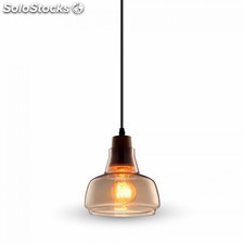 Lampadario con portalampada ambra vetro e legno v-tac vt-7170 - 3819