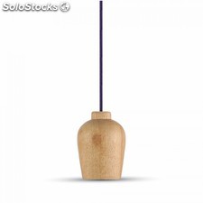 Lampadario con portalampada legno, cavo viola supporto di legno v-tac vt-7778