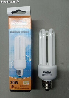 Lampadina risparmio energetico 3 tubi E27 20 w luce bianca 6500KÂ° Set 10 Pz.