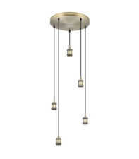 Lámpara circular de 5 colgantes modelo Eduardo acabado cuero 40 cm(alto) 9