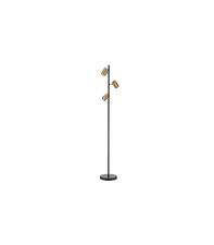 Lámpara de pie 3 luces modelo Paros acabado negro/cuero, 150cm(alto) 23cm(ancho)